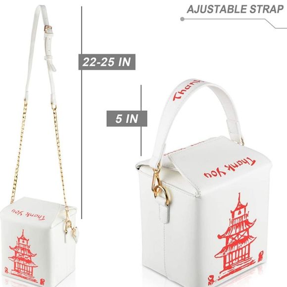 Chinese Takeout Box Purse with Comfortable Chain - Picture 4 of 6